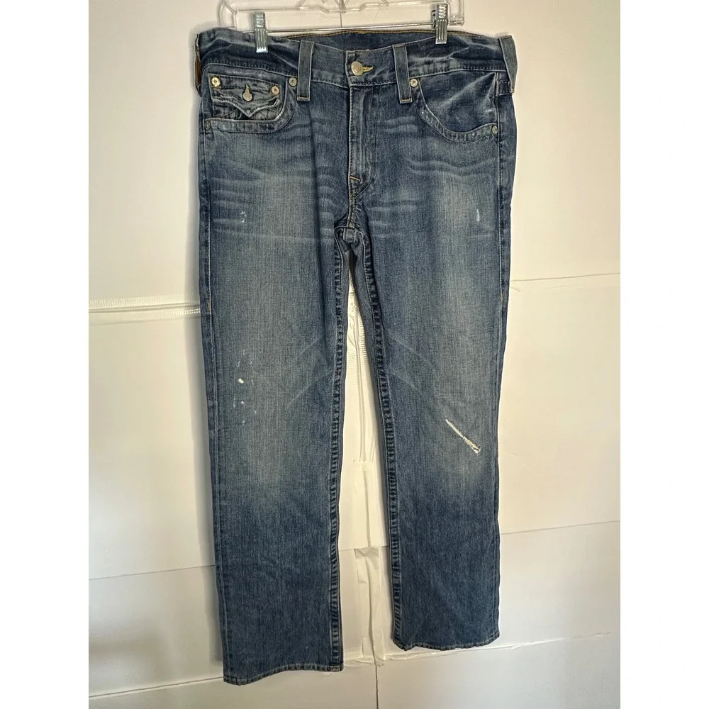 True Religion Jeans Distressed Denim‎ Relaxed Fit Classic Style Mens Size 34